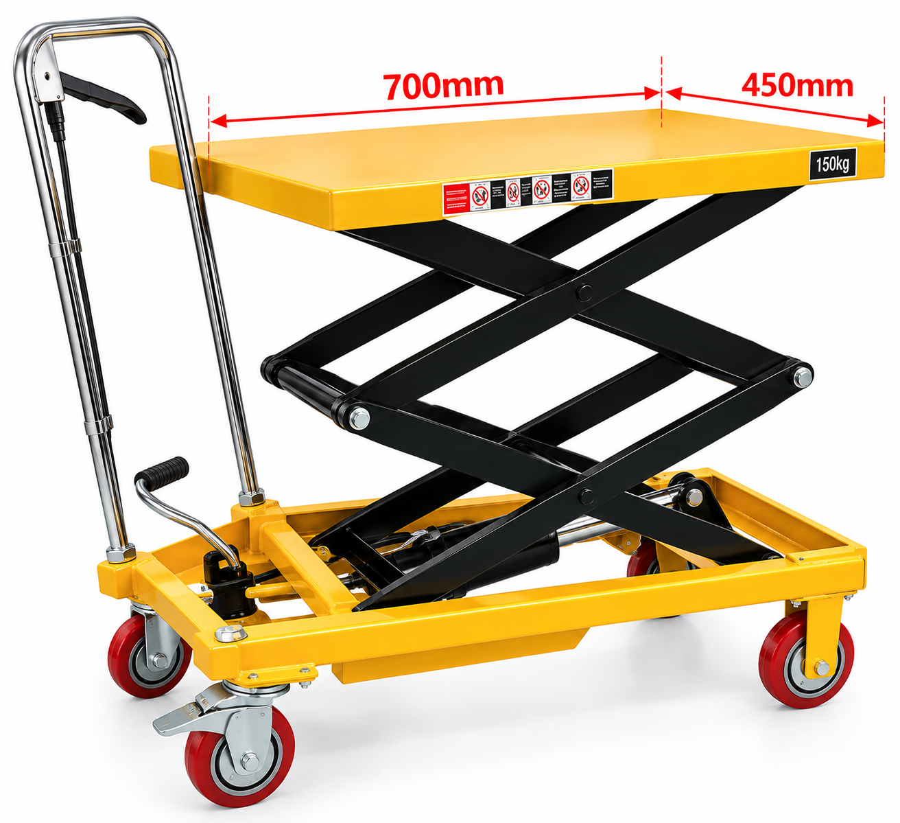 Xe nâng mặt bàn 150kg nâng cao 1.26m